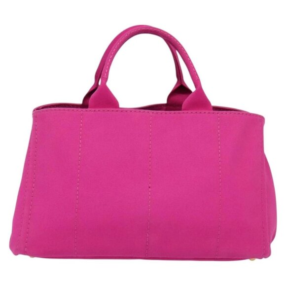 PRADA Canapa GM Hand Bag Canvas Pink Gold Auth 137774 - Picture 2 of 16